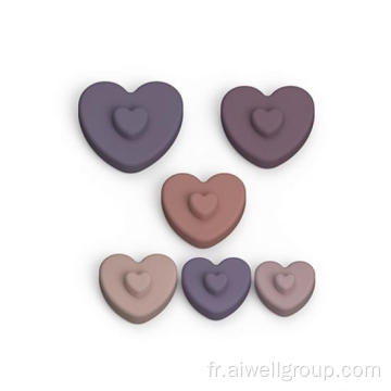 Empilement de la forme de coeur en silicone Empilement de jouets pour bébé